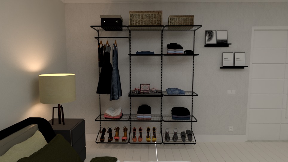 A foto ilustra um armário modular com prateleiras em aço na cor branca, projetado para organização personalizada e pagamento na entrega.